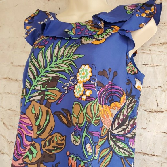 JCrew Ruffle Dress in Tropical Floral Sz 2 F3884 - Picture 2 of 6